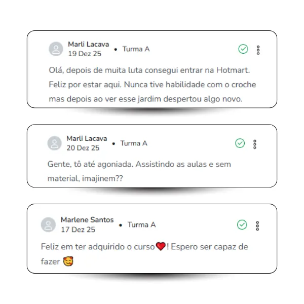 Depoimento de aluna Jardim de Linhas comentário real print número 11