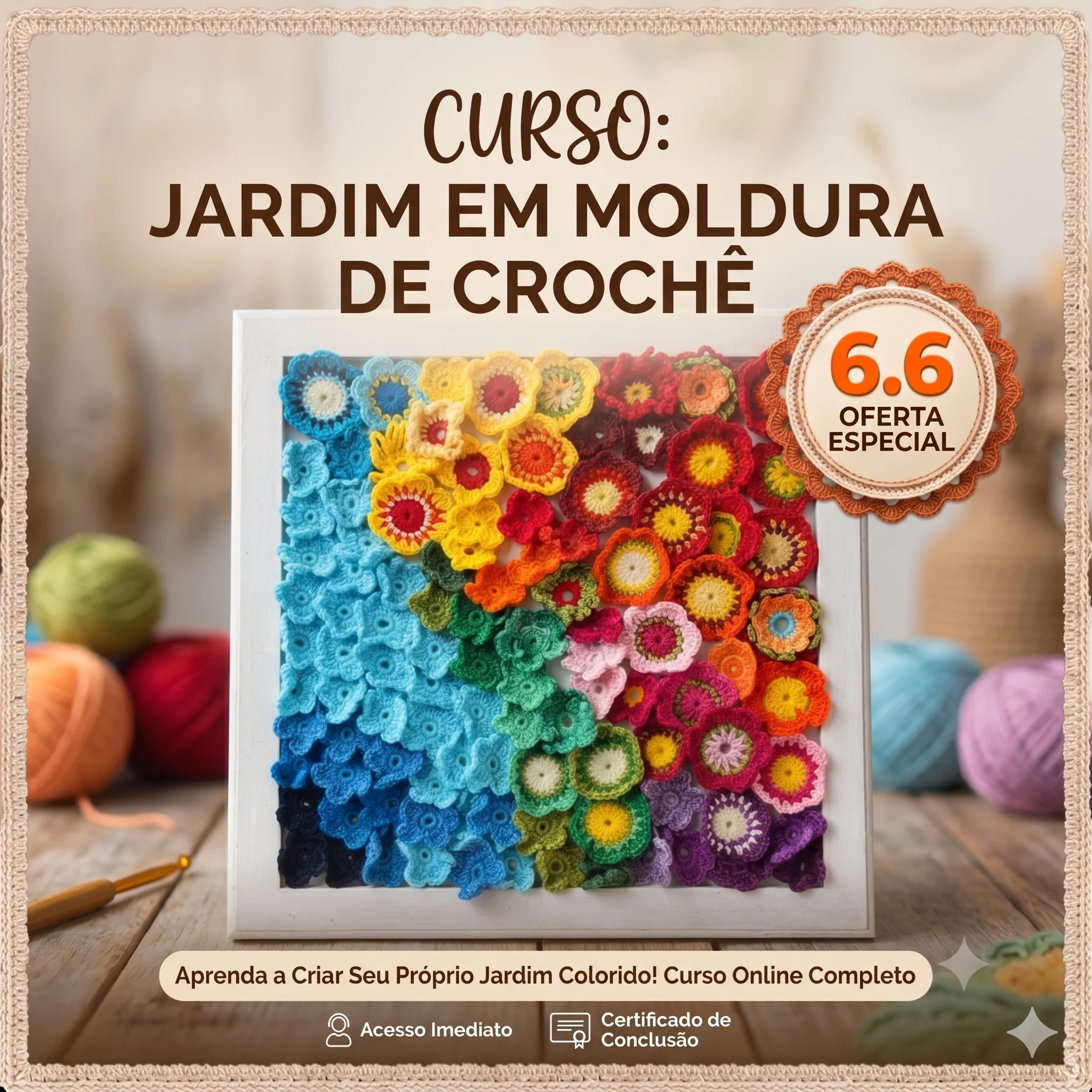 Quadro de Flores em Crochê